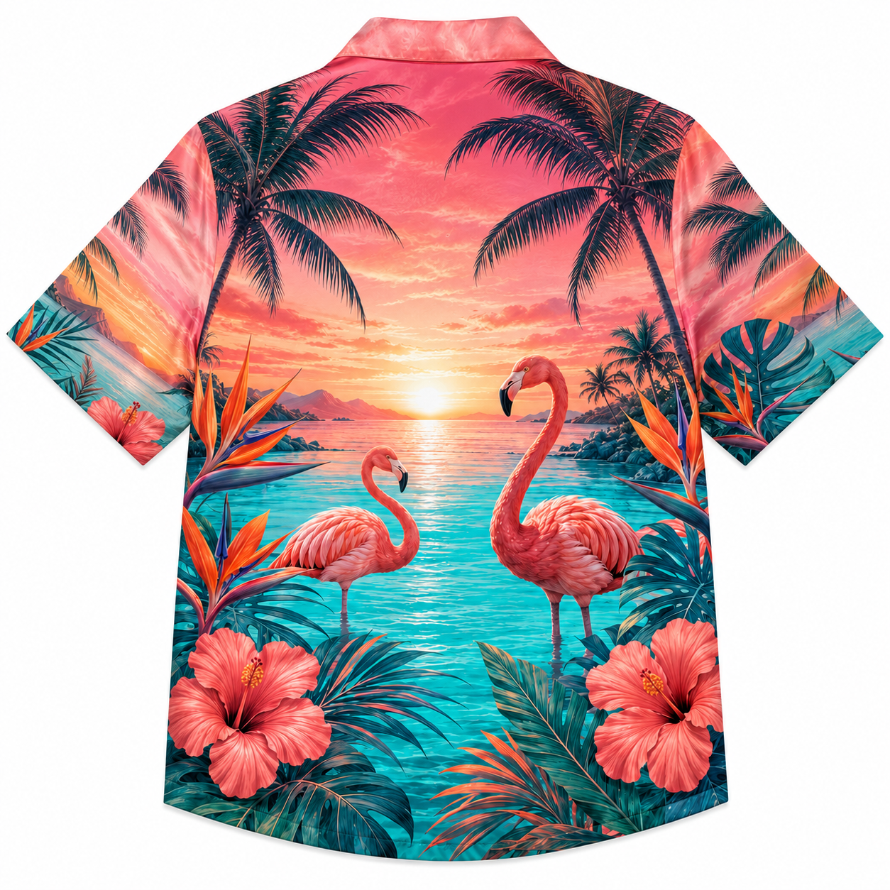Summer Tropical Print Short Sleeve Beach Shirt -10