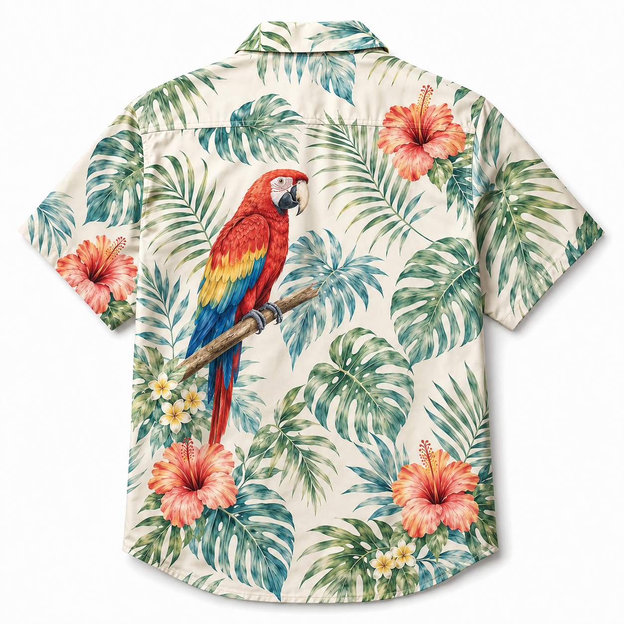 Summer Tropical Print Short Sleeve Beach Shirt -4