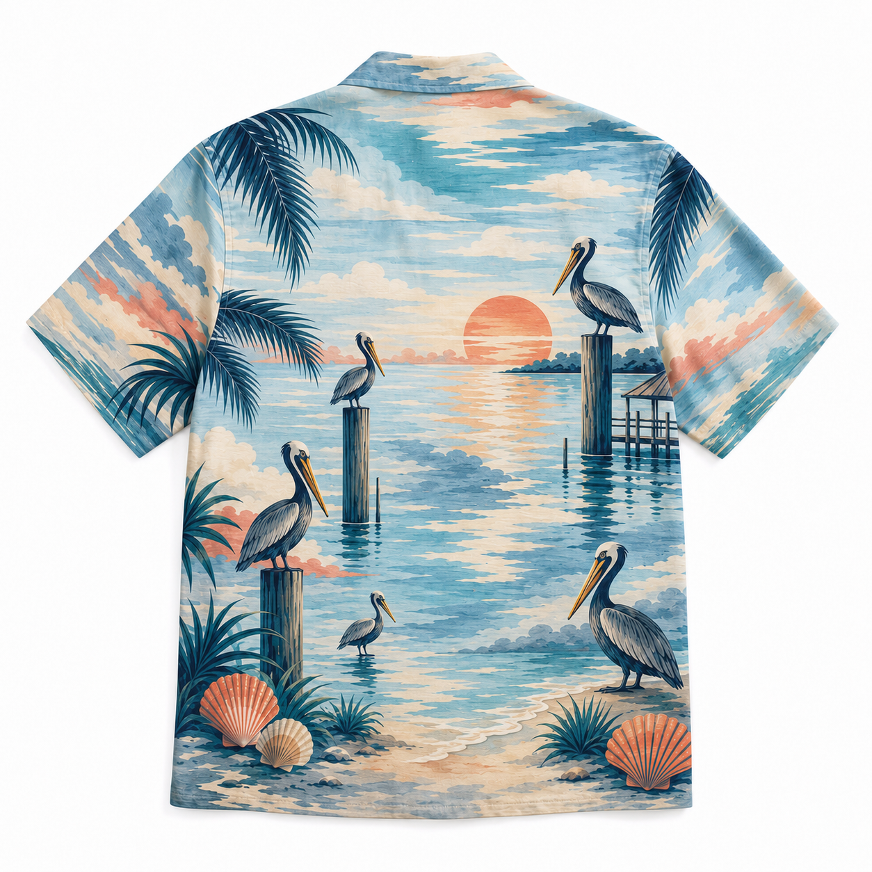 Summer Tropical Print Short Sleeve Beach Shirt -71