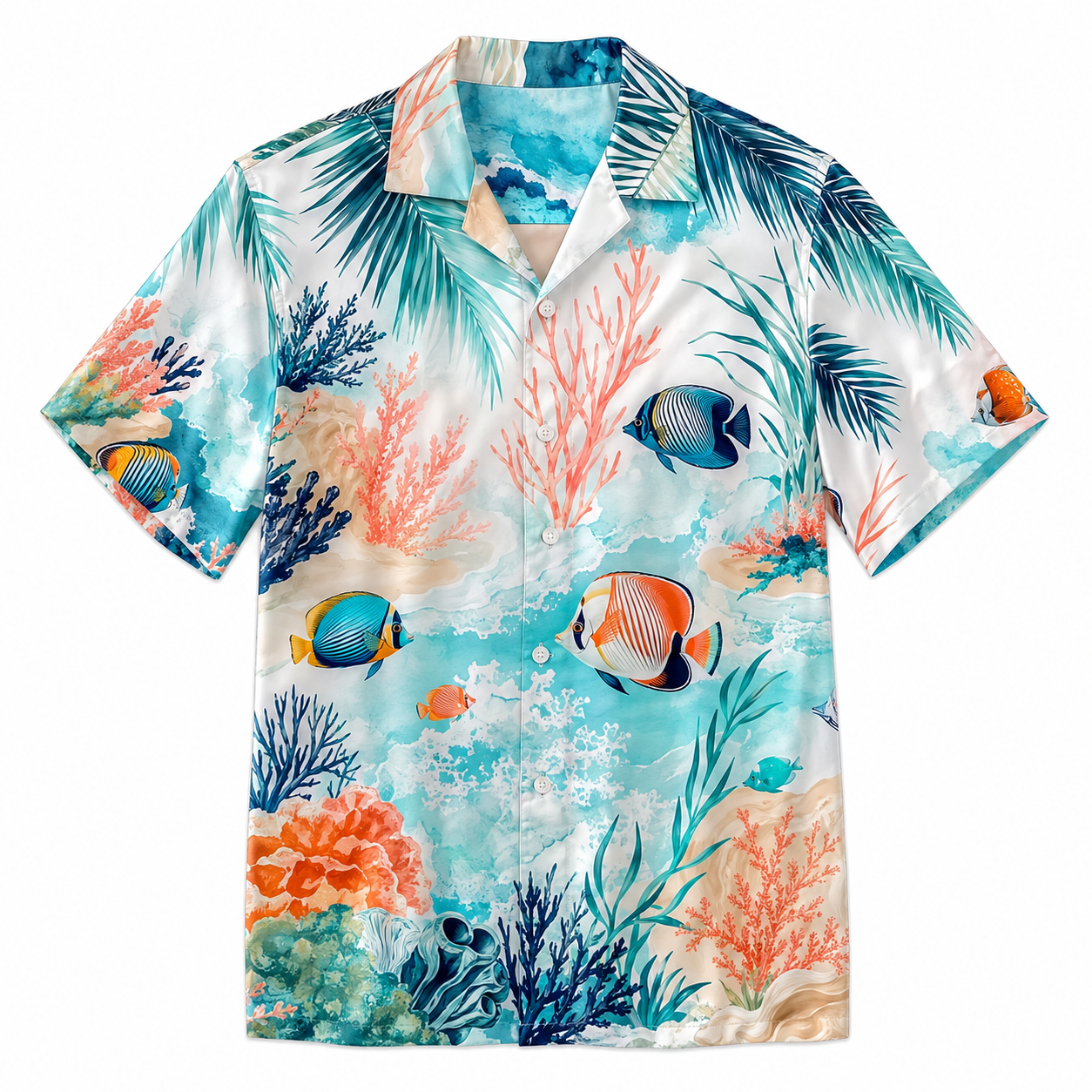 Summer Tropical Print Short Sleeve Beach Shirt -40