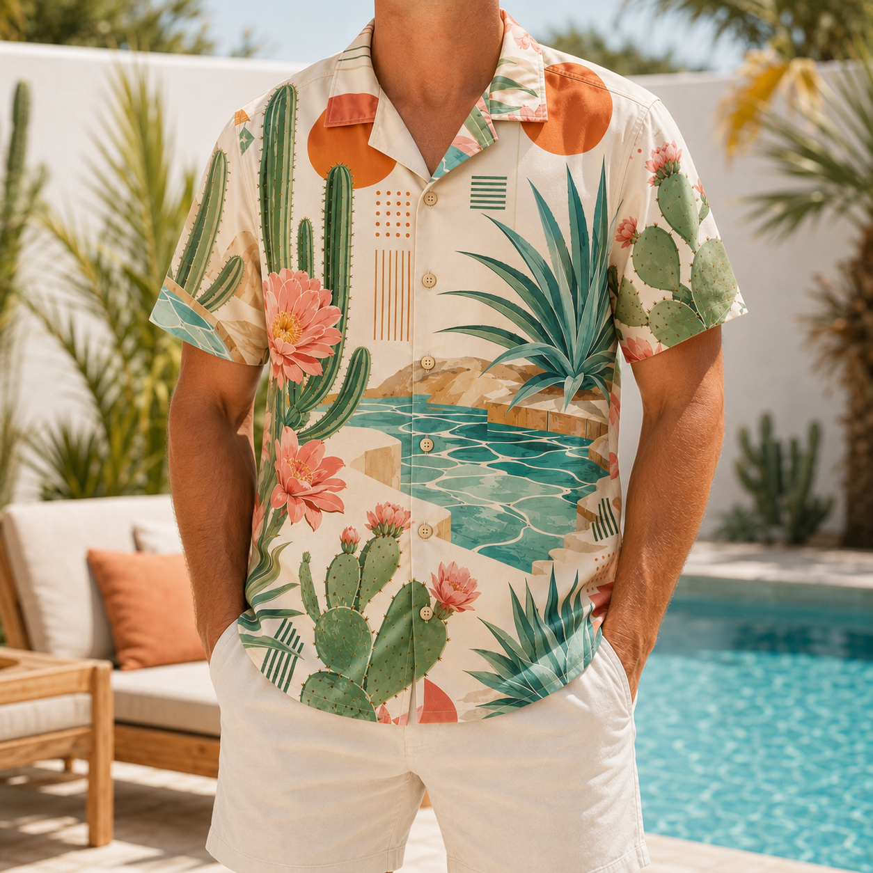 Summer Tropical Print Short Sleeve Beach Shirt -29