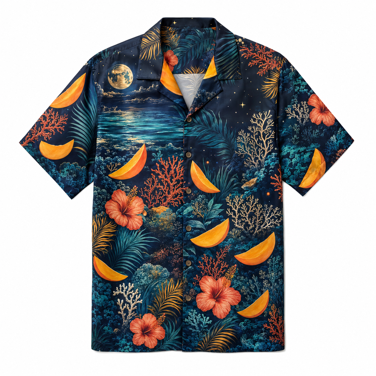 Summer Tropical Print Short Sleeve Beach Shirt -73