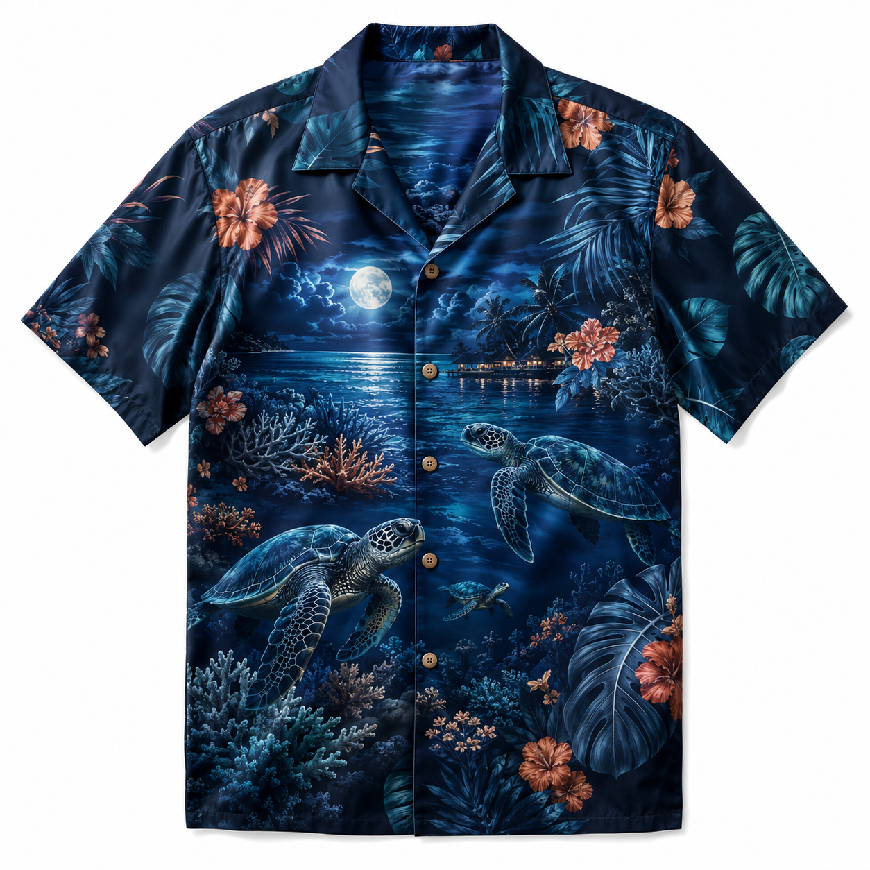 Summer Tropical Print Short Sleeve Beach Shirt -18
