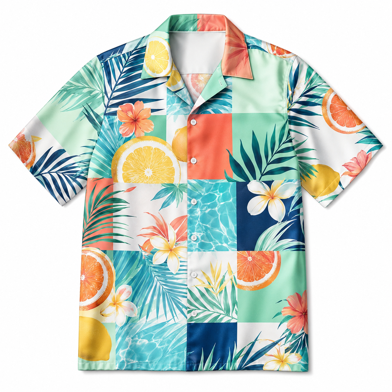 Summer Tropical Print Short Sleeve Beach Shirt -44