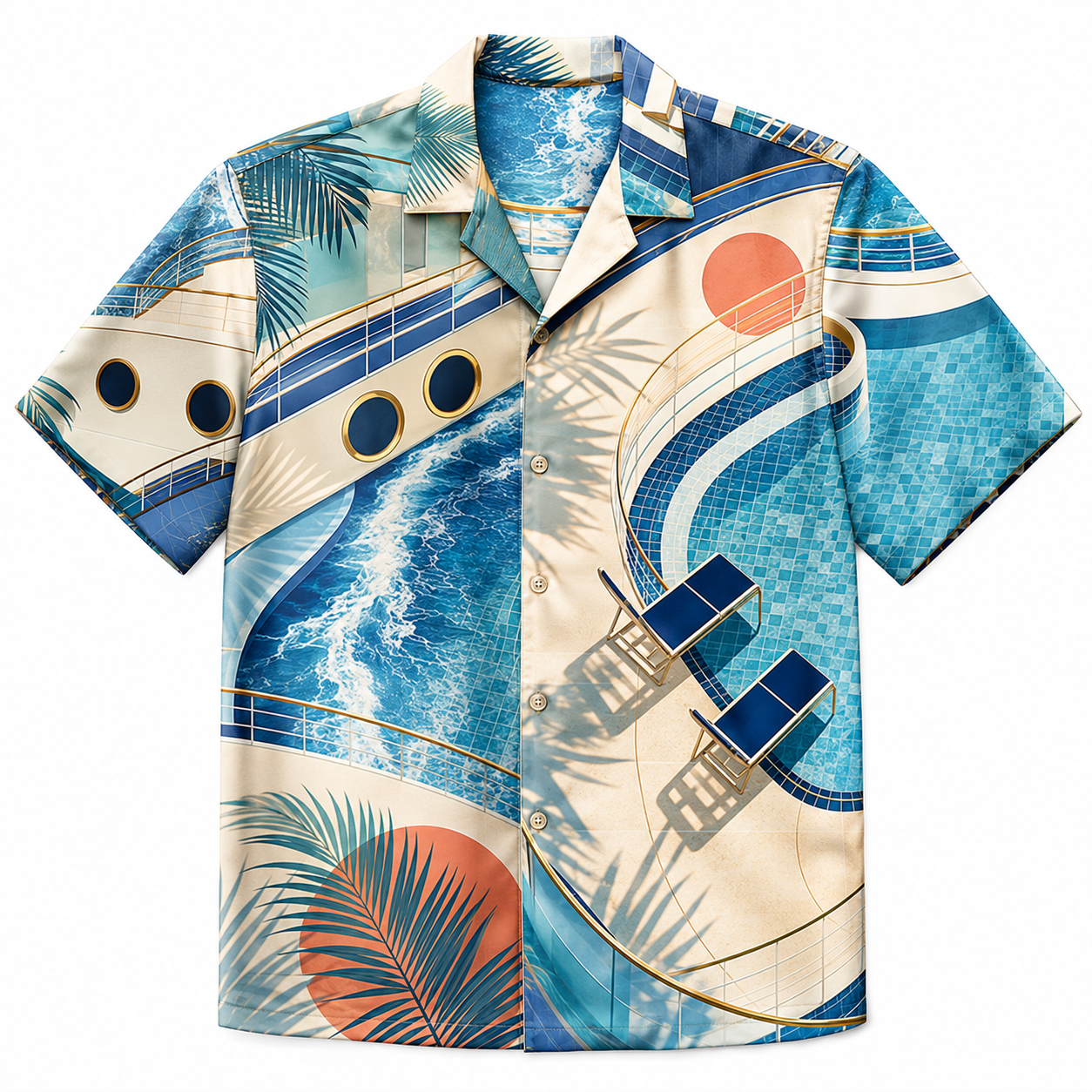 Summer Tropical Print Short Sleeve Beach Shirt -103