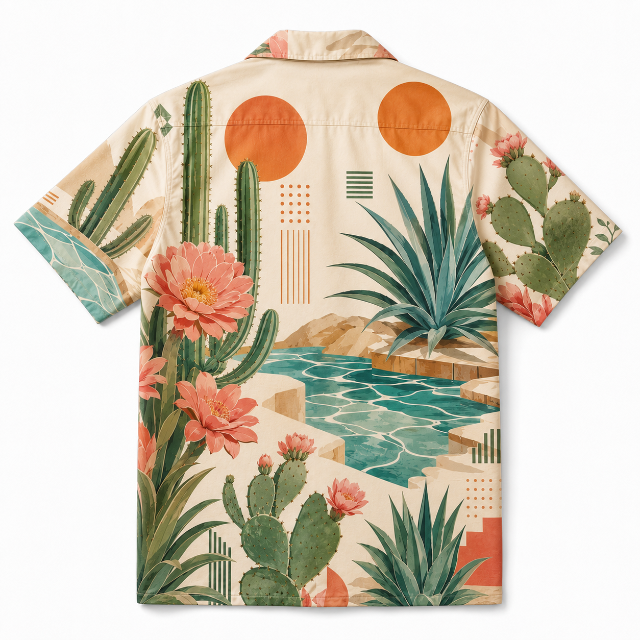 Summer Tropical Print Short Sleeve Beach Shirt -29