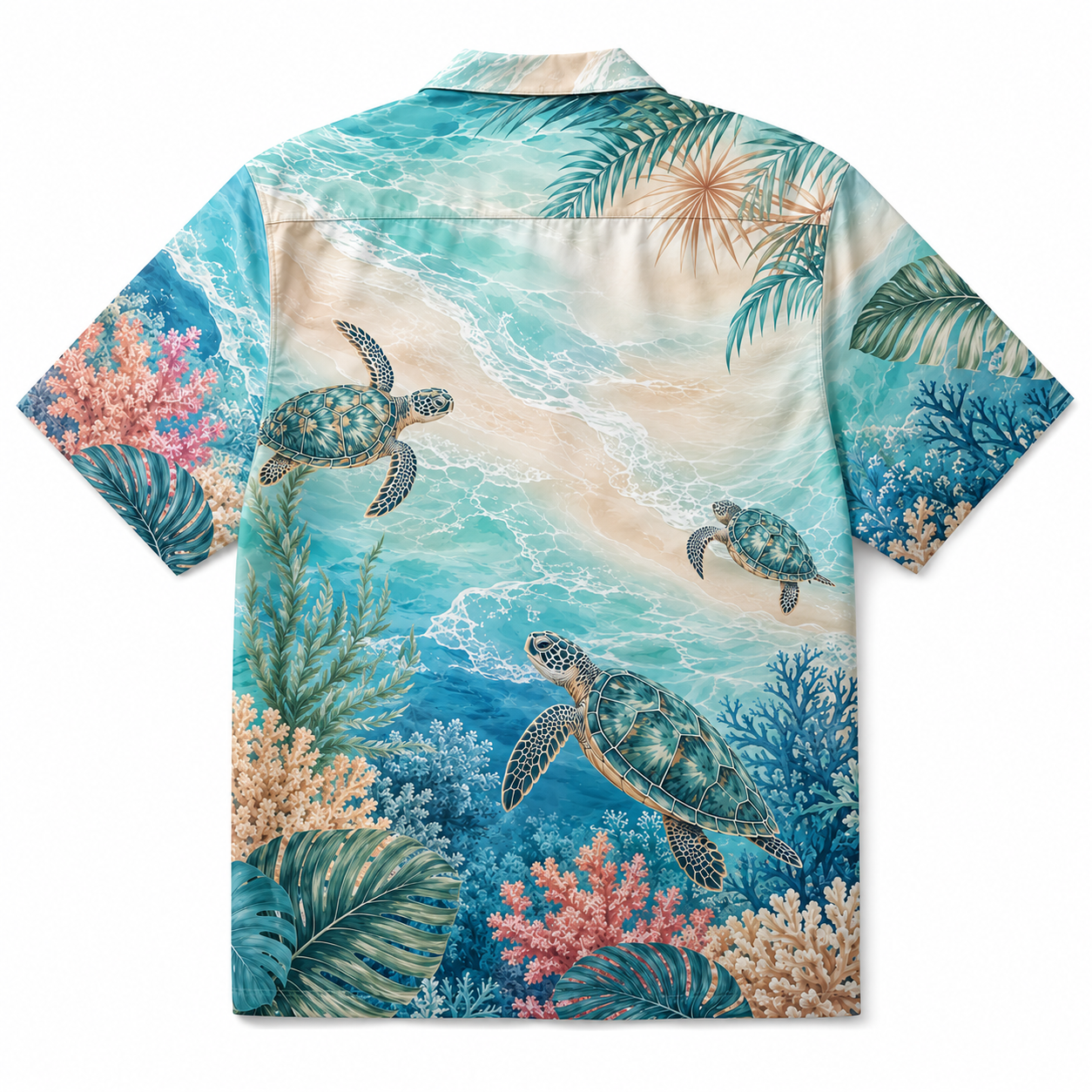 Summer Tropical Print Short Sleeve Beach Shirt -34