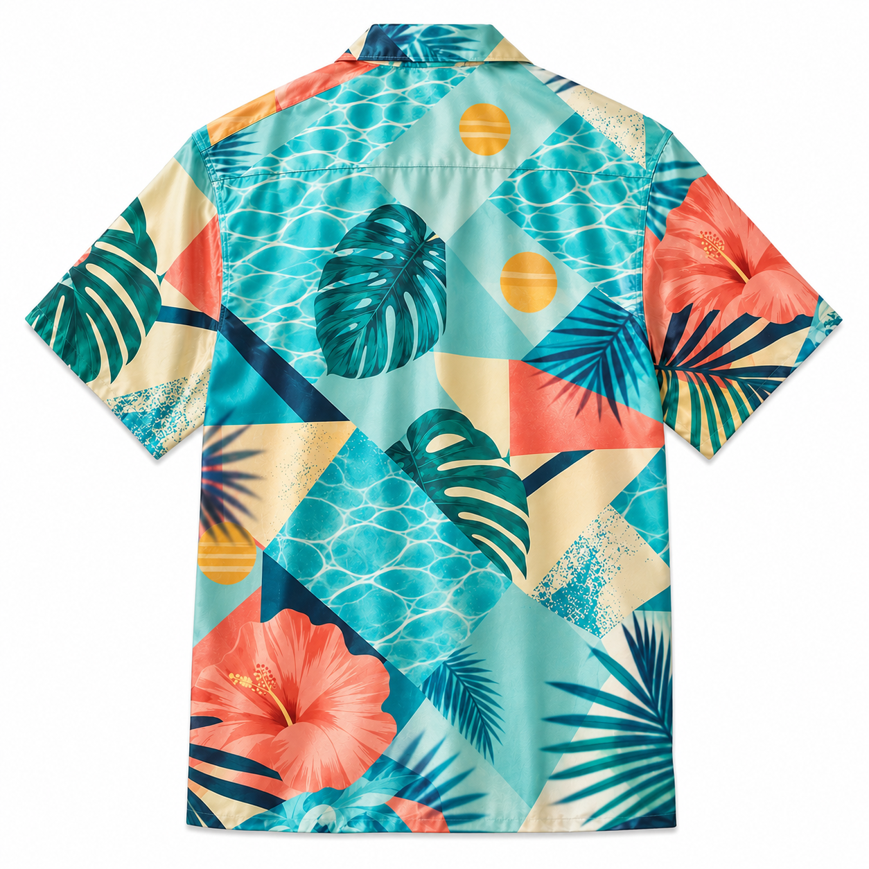 Summer Tropical Print Short Sleeve Beach Shirt -67