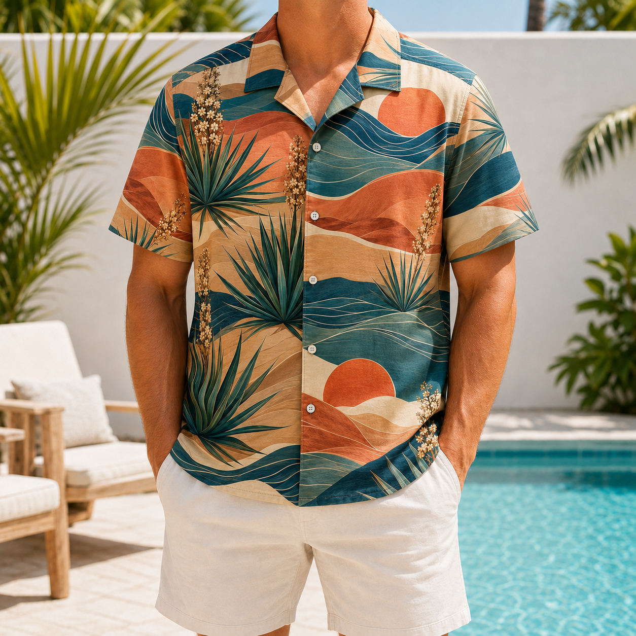 Summer Tropical Print Short Sleeve Beach Shirt -50