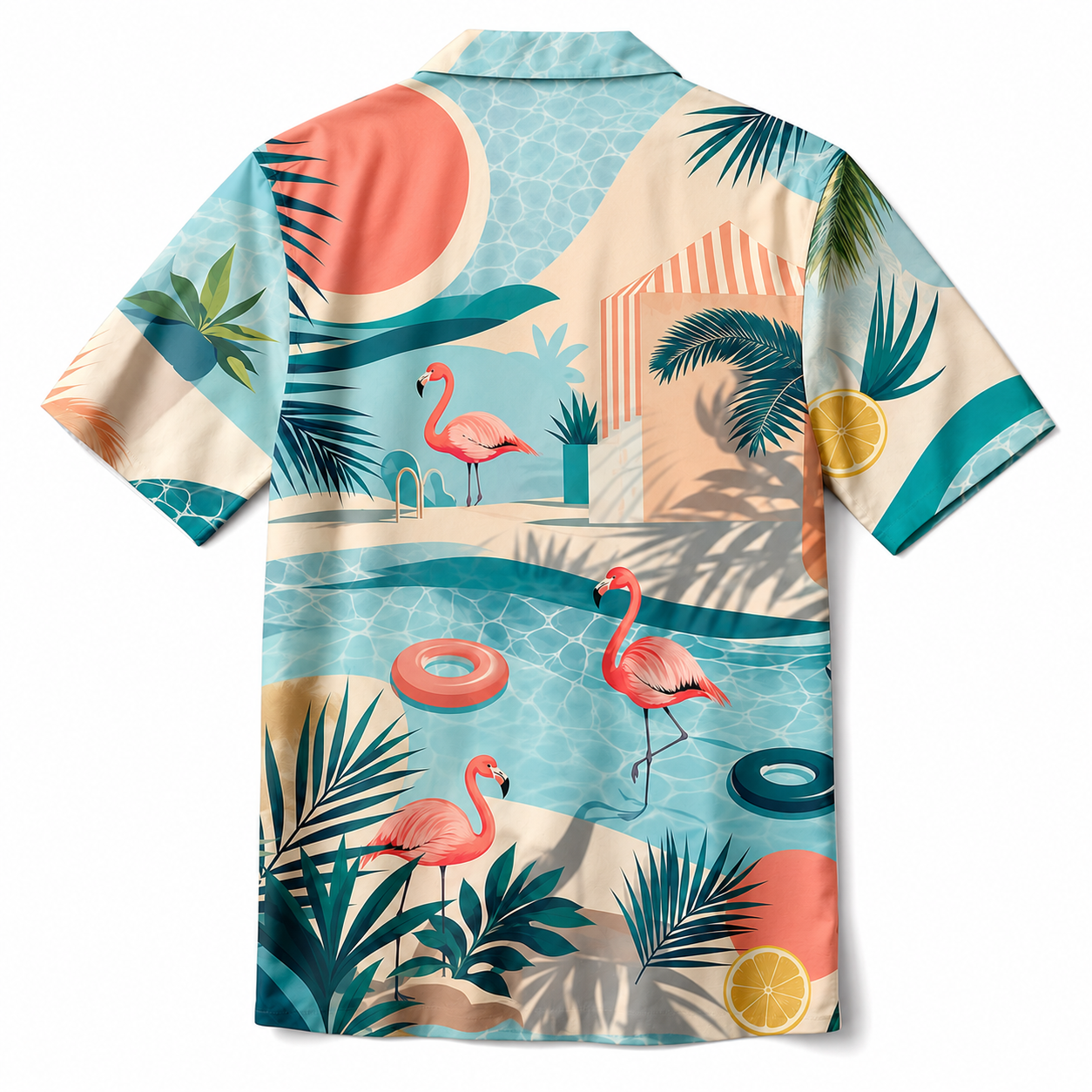 Summer Tropical Print Short Sleeve Beach Shirt -101