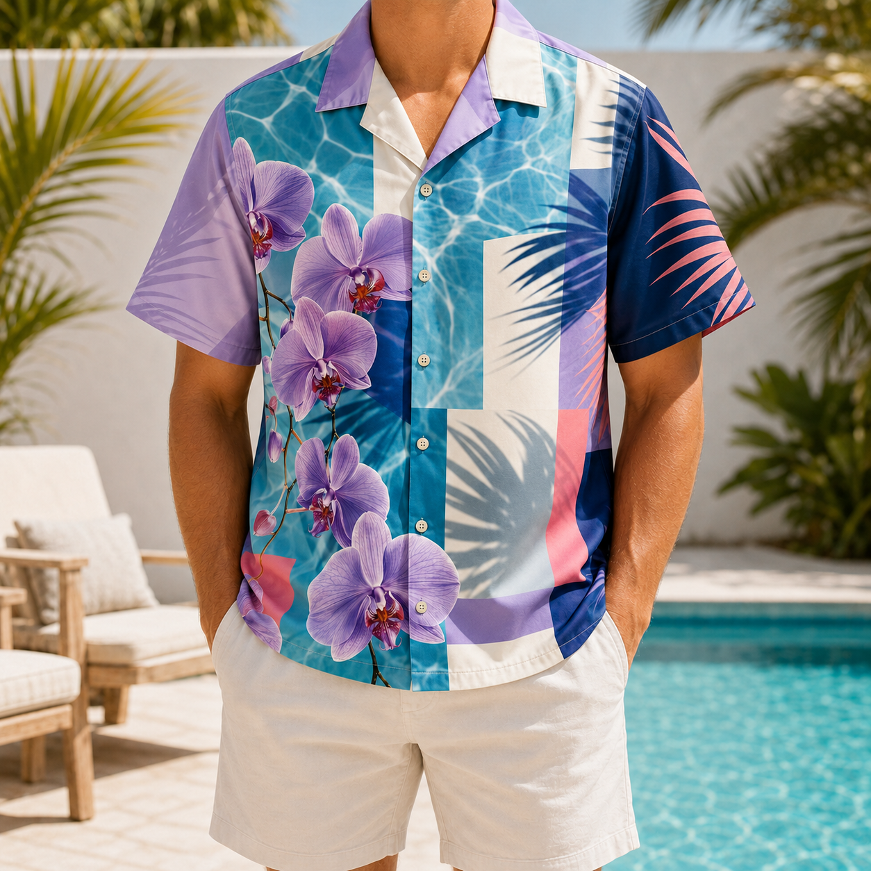Summer Tropical Print Short Sleeve Beach Shirt -90
