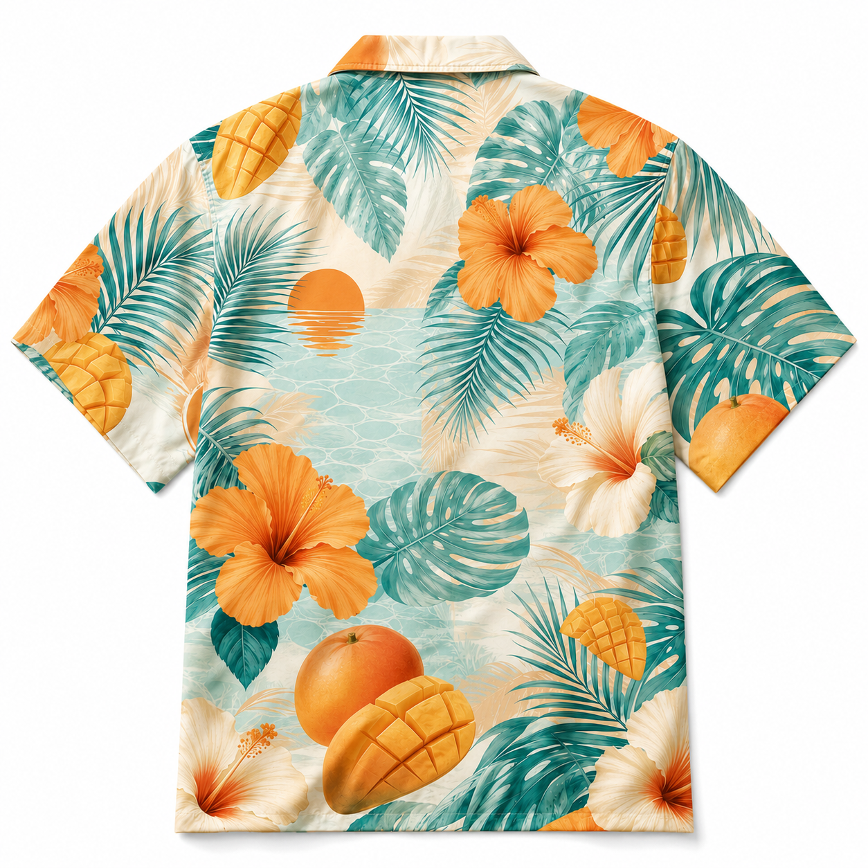Summer Tropical Print Short Sleeve Beach Shirt -19