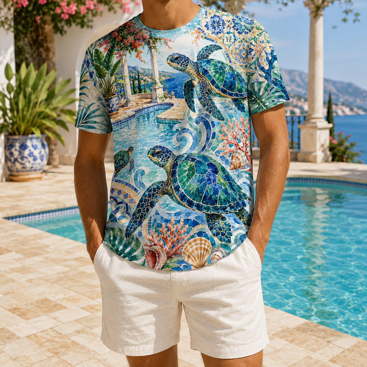 Men's Vintage Tropical Beach Resort Short Sleeve T-Shirt -21