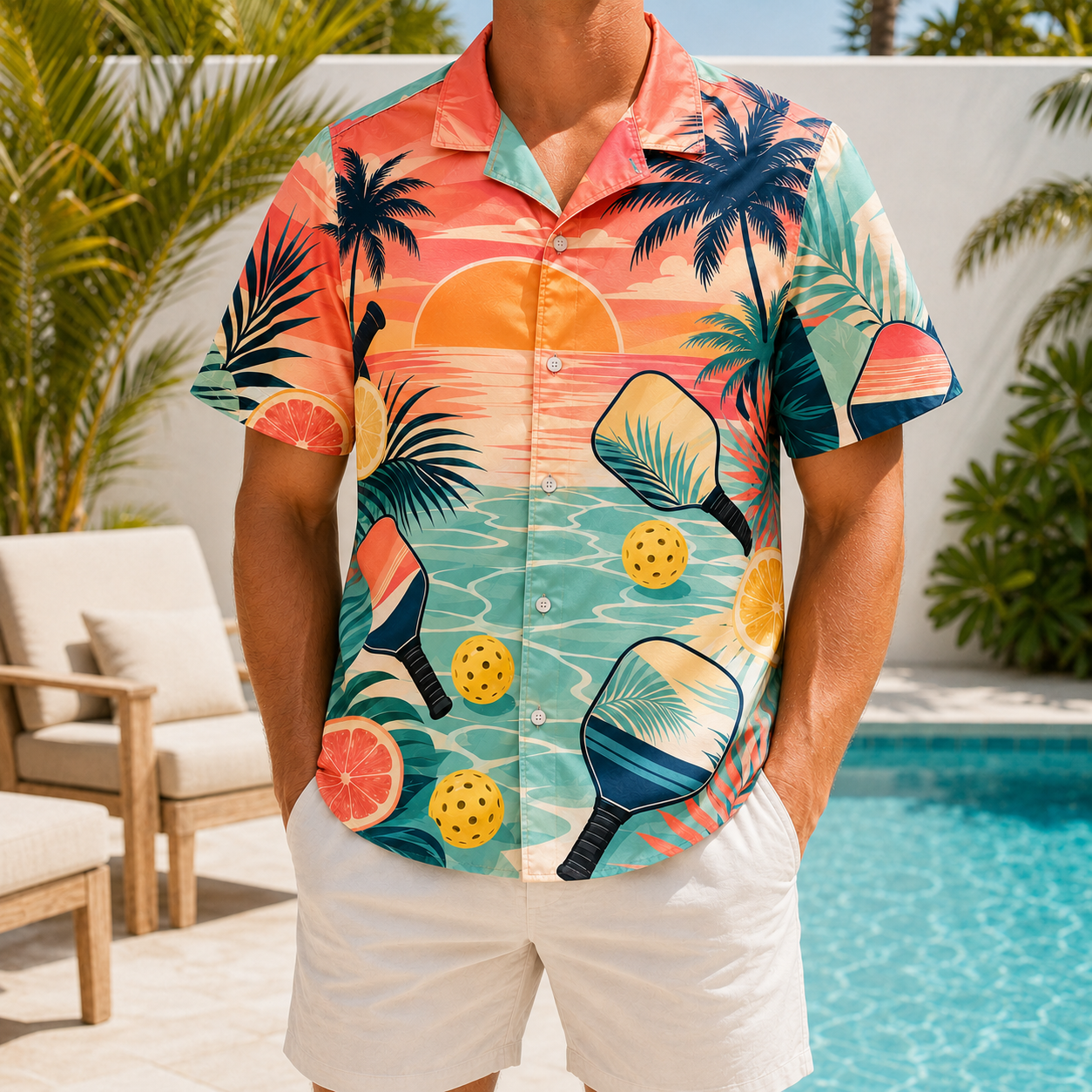 Summer Tropical Print Short Sleeve Beach Shirt -66