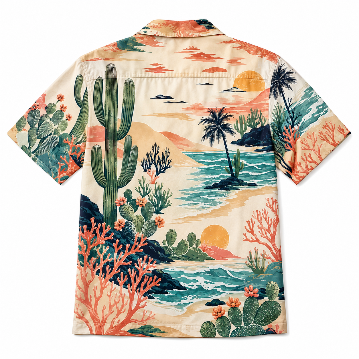 Summer Tropical Print Short Sleeve Beach Shirt -69