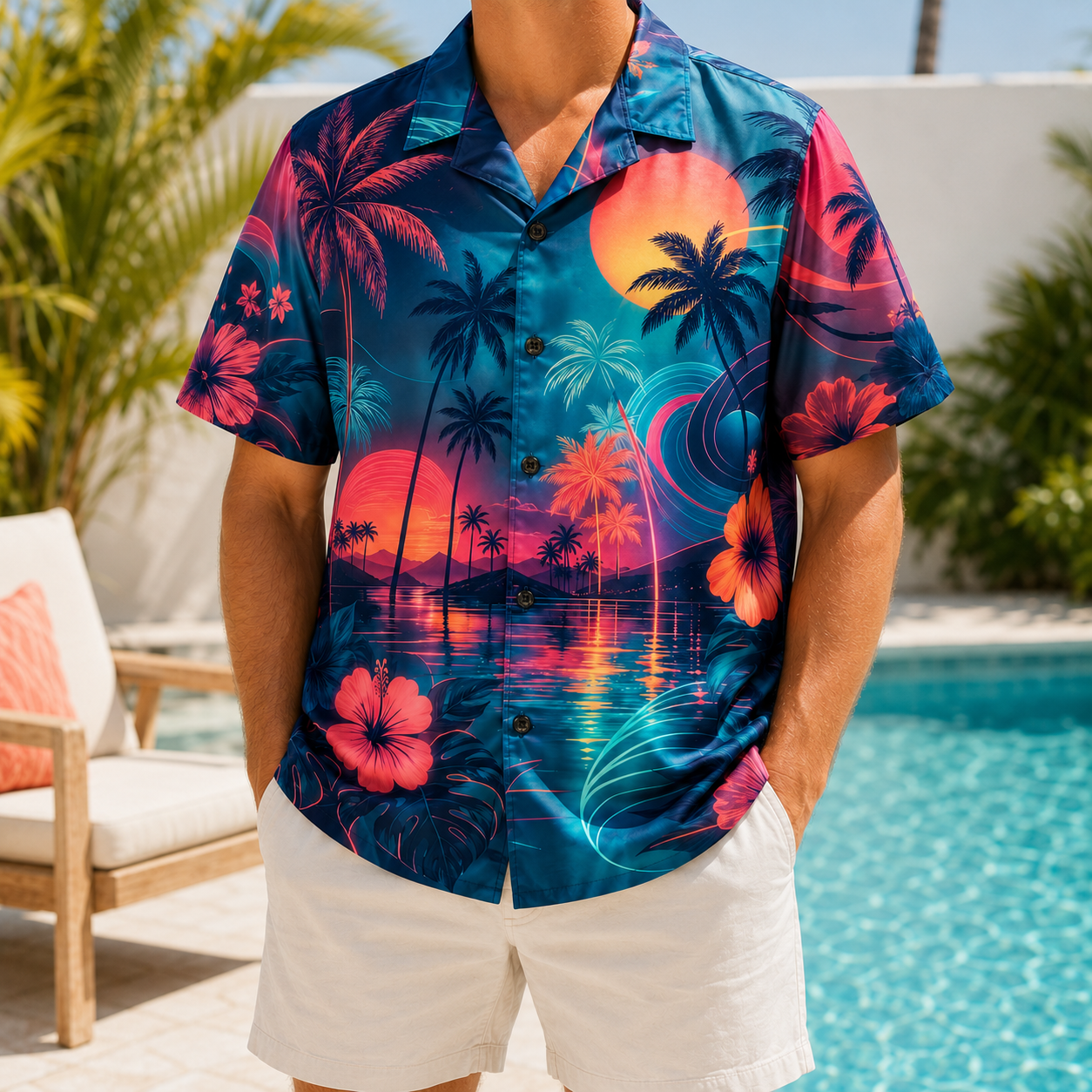 Summer Tropical Print Short Sleeve Beach Shirt -23