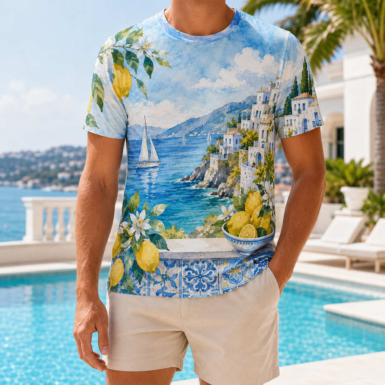 Men's Vintage Tropical Beach Resort Short Sleeve T-Shirt -04