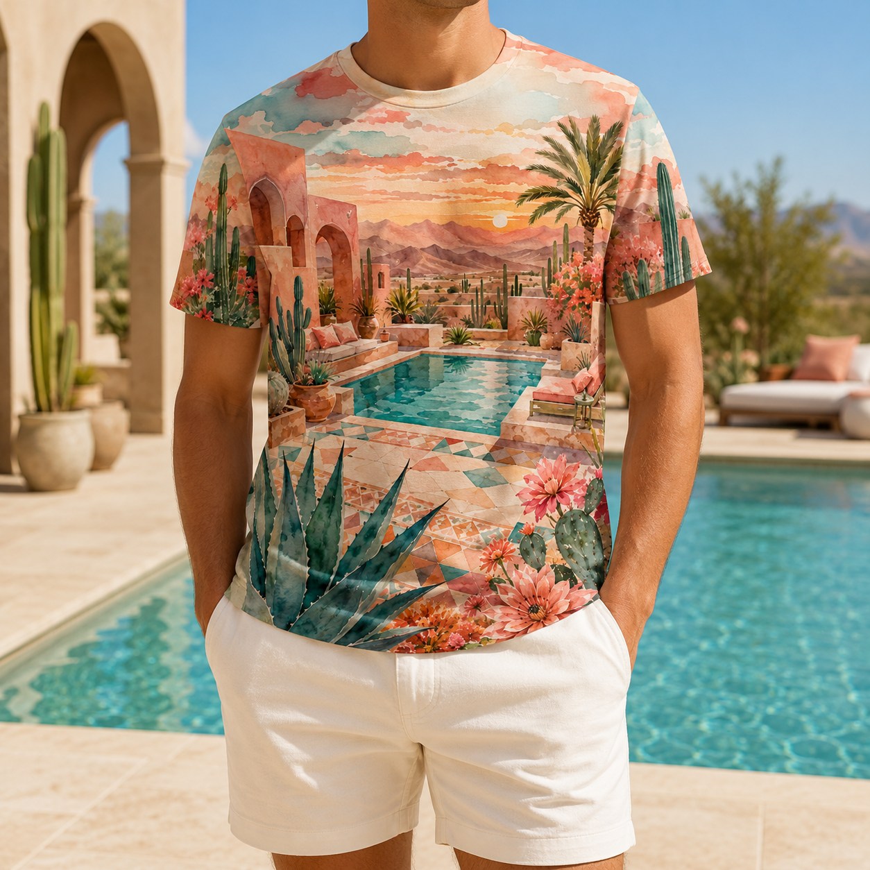 Men's Vintage Tropical Beach Resort Short Sleeve T-Shirt -20
