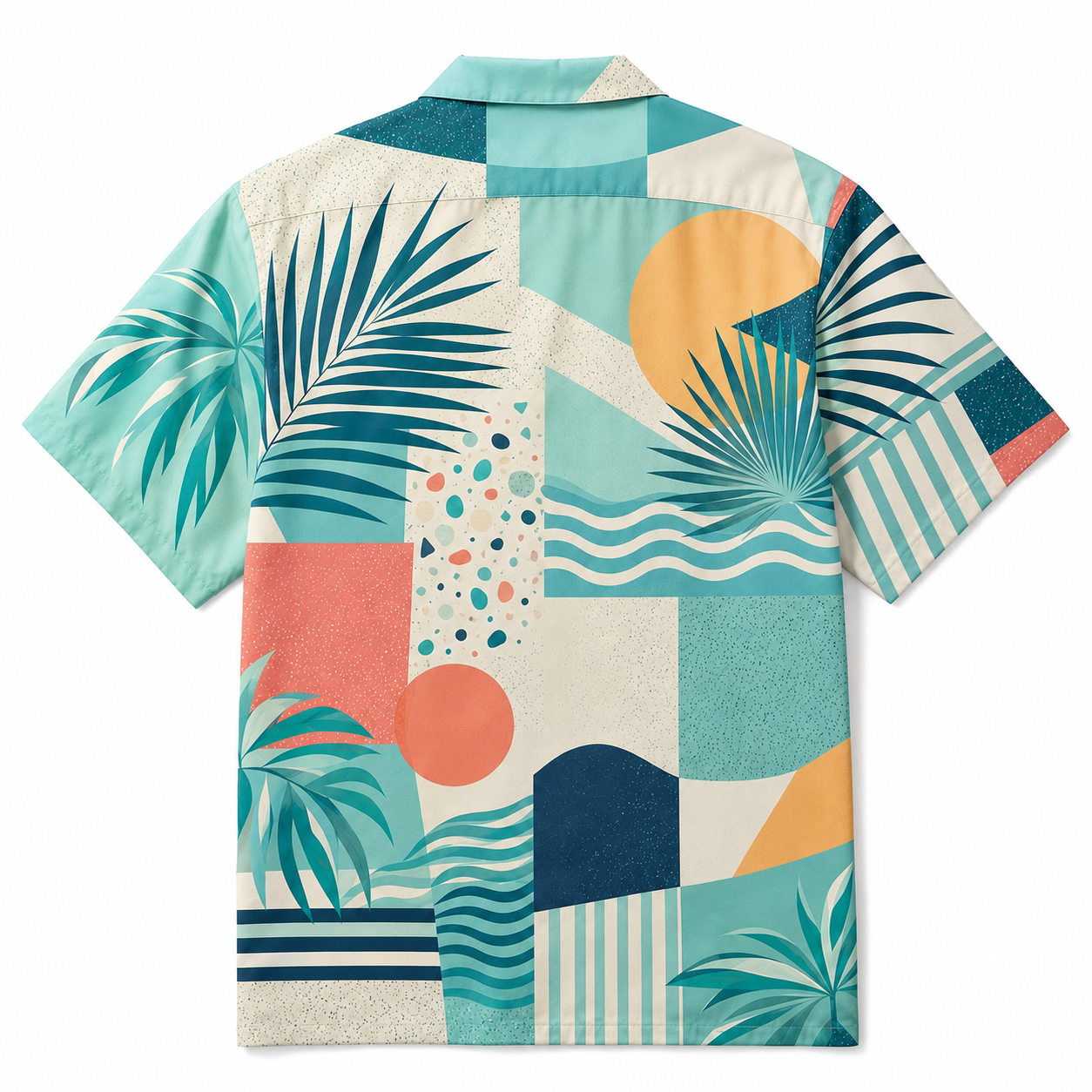 Summer Tropical Print Short Sleeve Beach Shirt -27