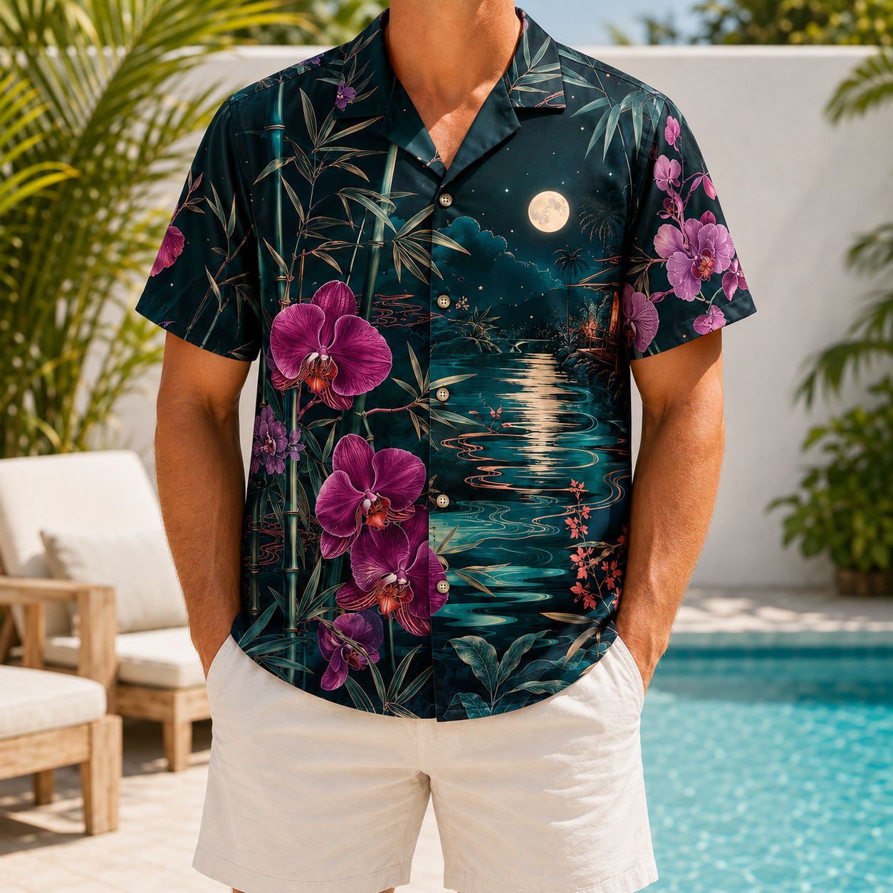 Summer Tropical Print Short Sleeve Beach Shirt -45