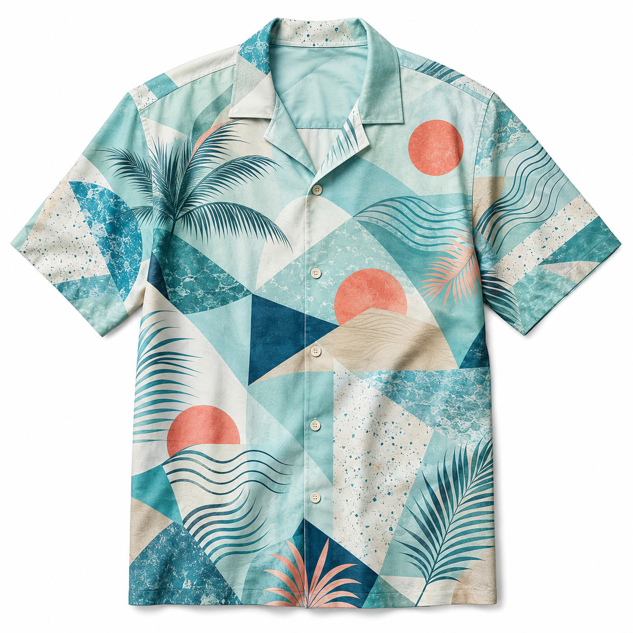 Summer Tropical Print Short Sleeve Beach Shirt -47