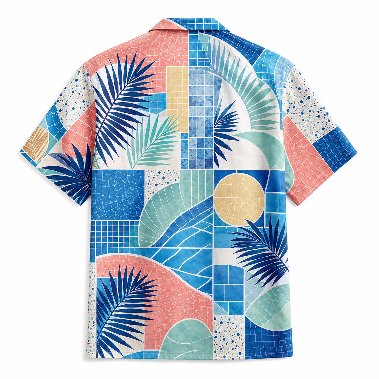 Summer Tropical Print Short Sleeve Beach Shirt -35