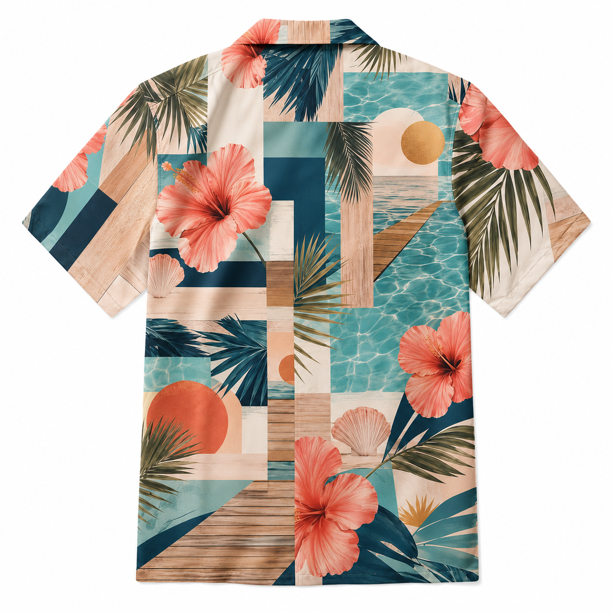 Summer Tropical Print Short Sleeve Beach Shirt -92