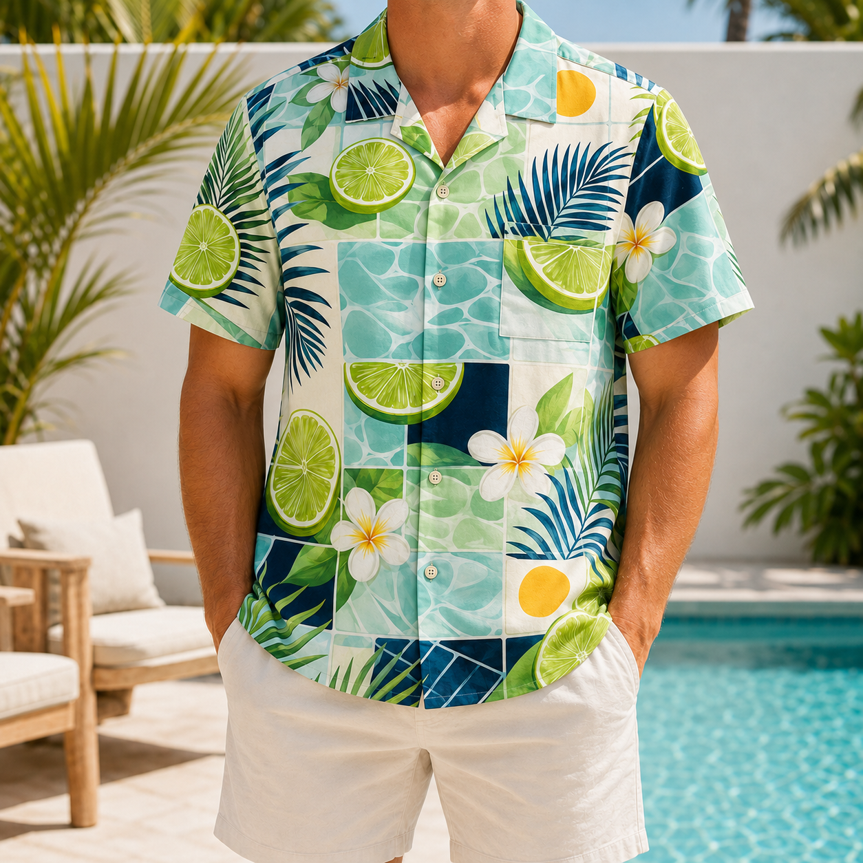 Summer Tropical Print Short Sleeve Beach Shirt -49