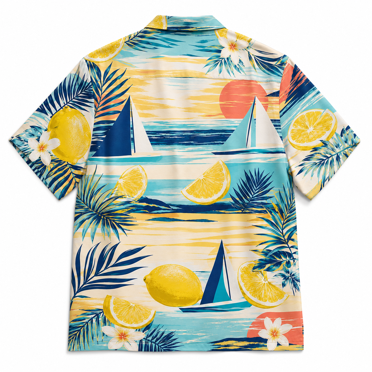Summer Tropical Print Short Sleeve Beach Shirt -79