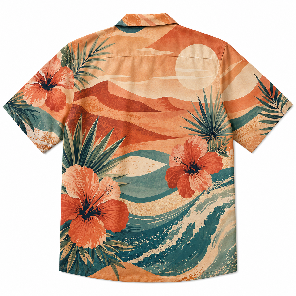 Summer Tropical Print Short Sleeve Beach Shirt -86