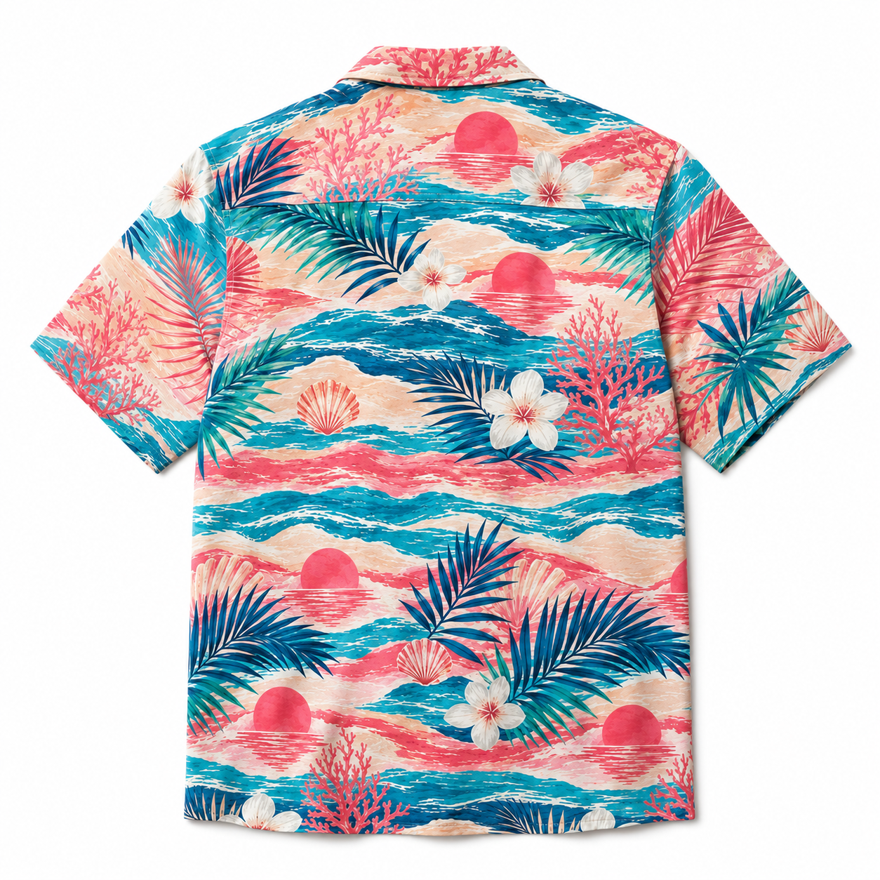 Summer Tropical Print Short Sleeve Beach Shirt -83