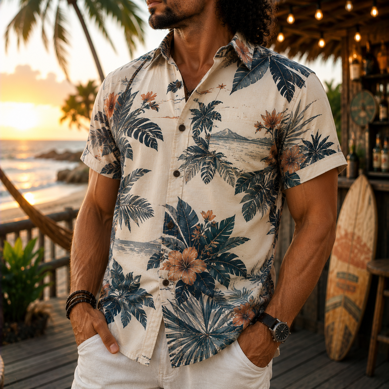 Men's Vintage Western Cowboy-Style Printed Short-Sleeve Shirt-89