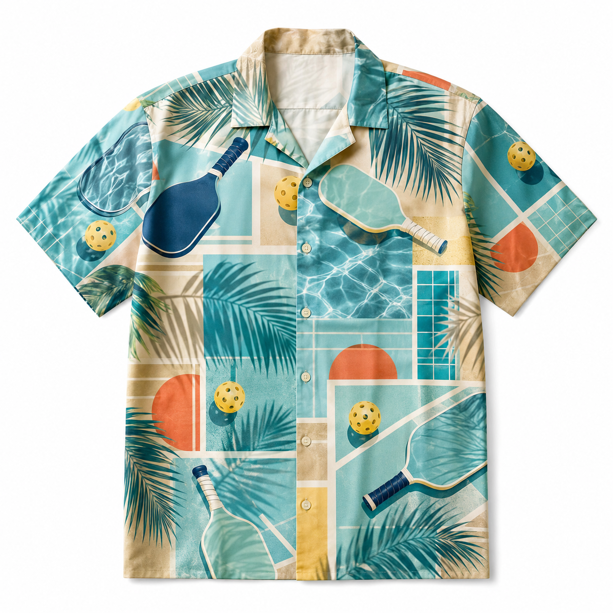 Summer Tropical Print Short Sleeve Beach Shirt -96