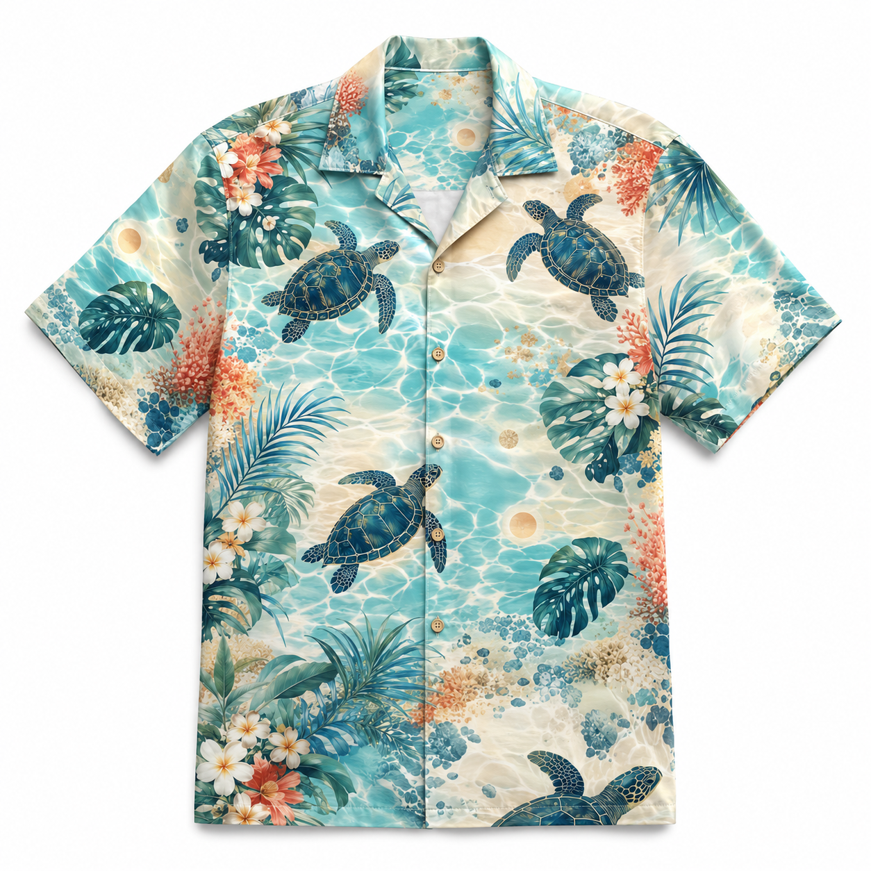 Summer Tropical Print Short Sleeve Beach Shirt -59