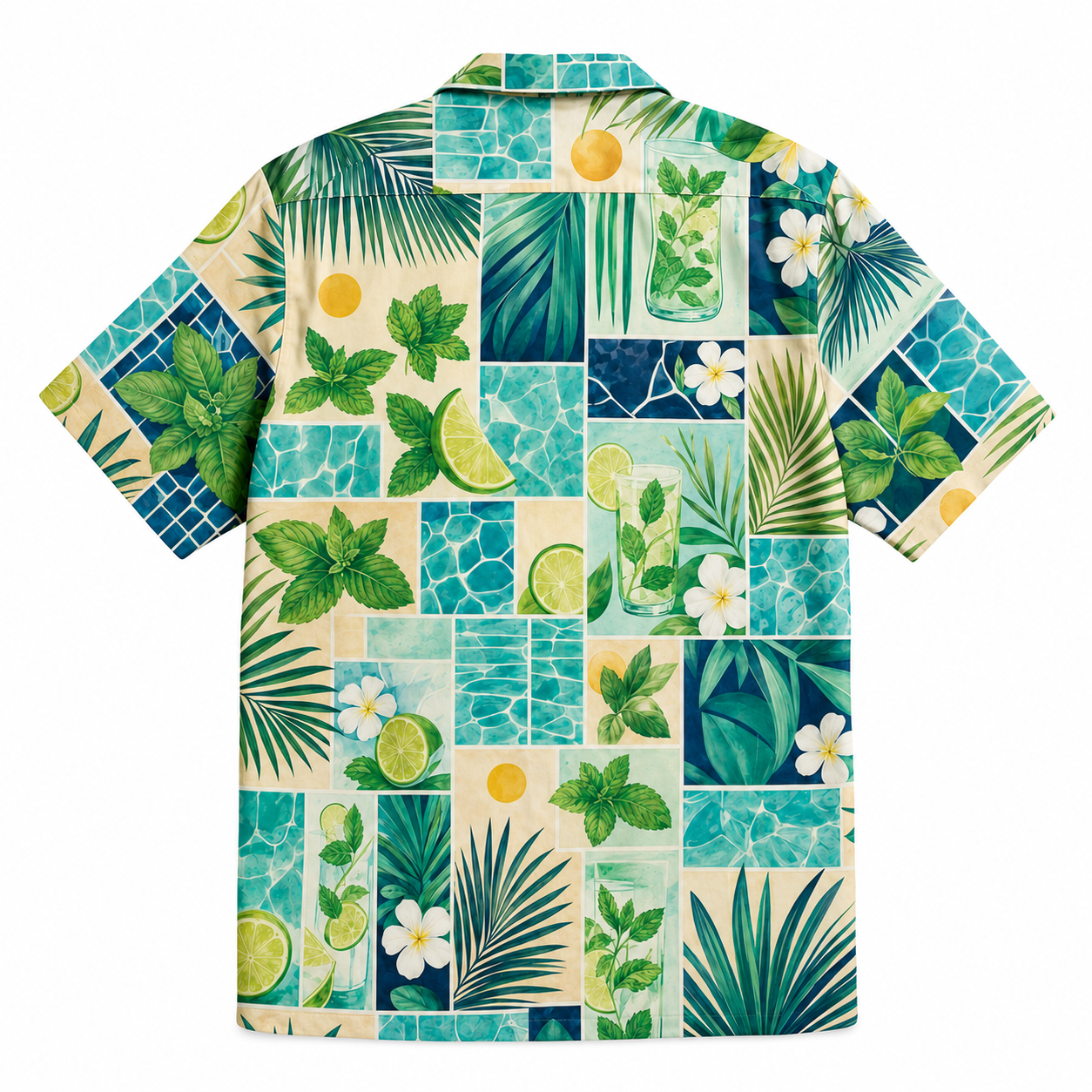 Summer Tropical Print Short Sleeve Beach Shirt -76