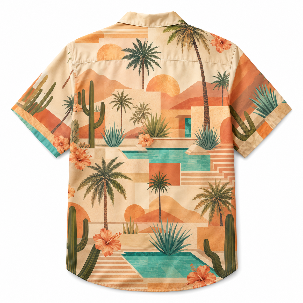 Summer Tropical Print Short Sleeve Beach Shirt -15