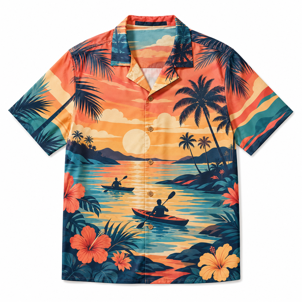 Summer Tropical Print Short Sleeve Beach Shirt -48