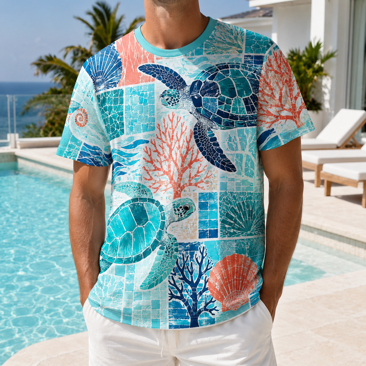 Men's Vintage Tropical Beach Resort Short Sleeve T-Shirt -23