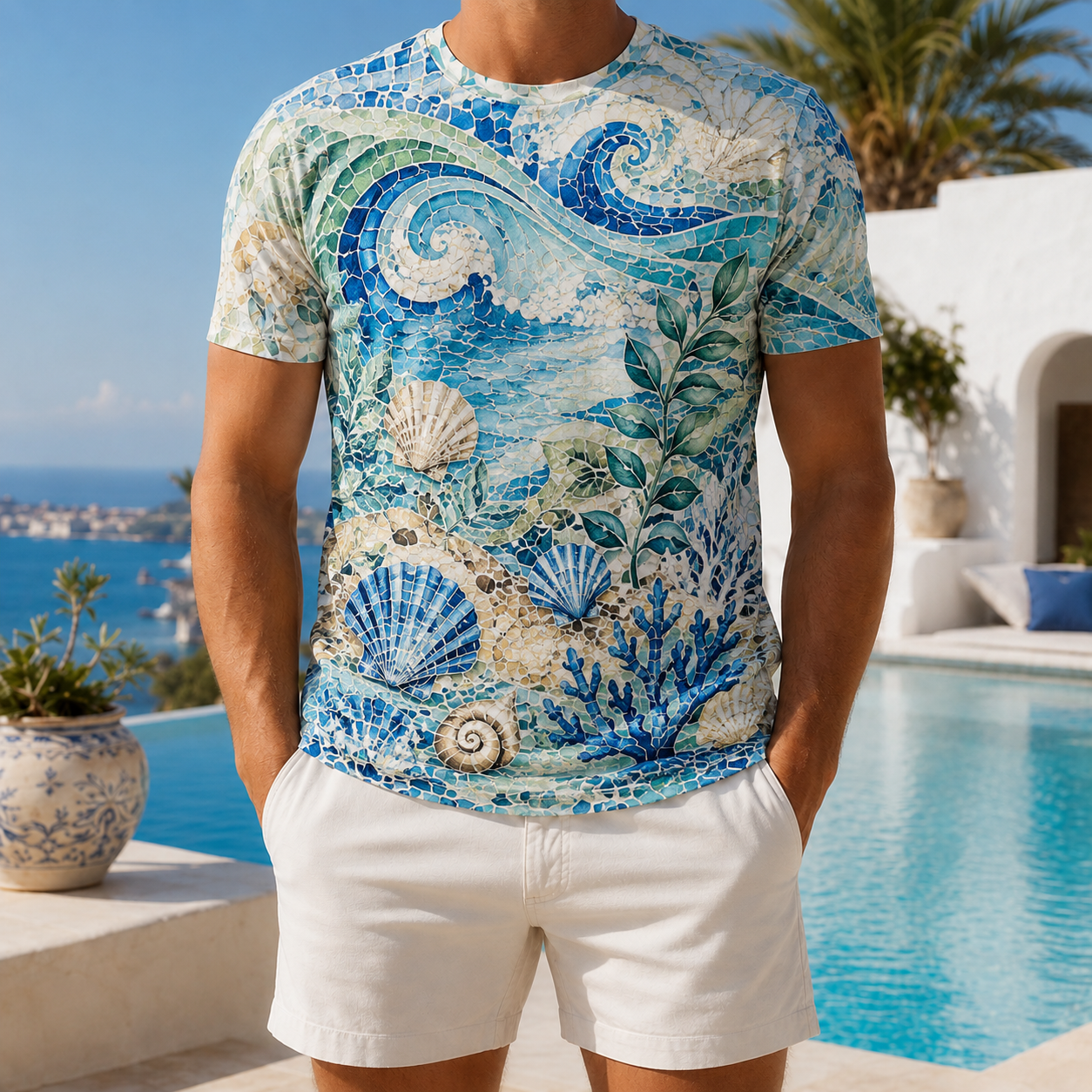 Men's Vintage Tropical Beach Resort Short Sleeve T-Shirt -15