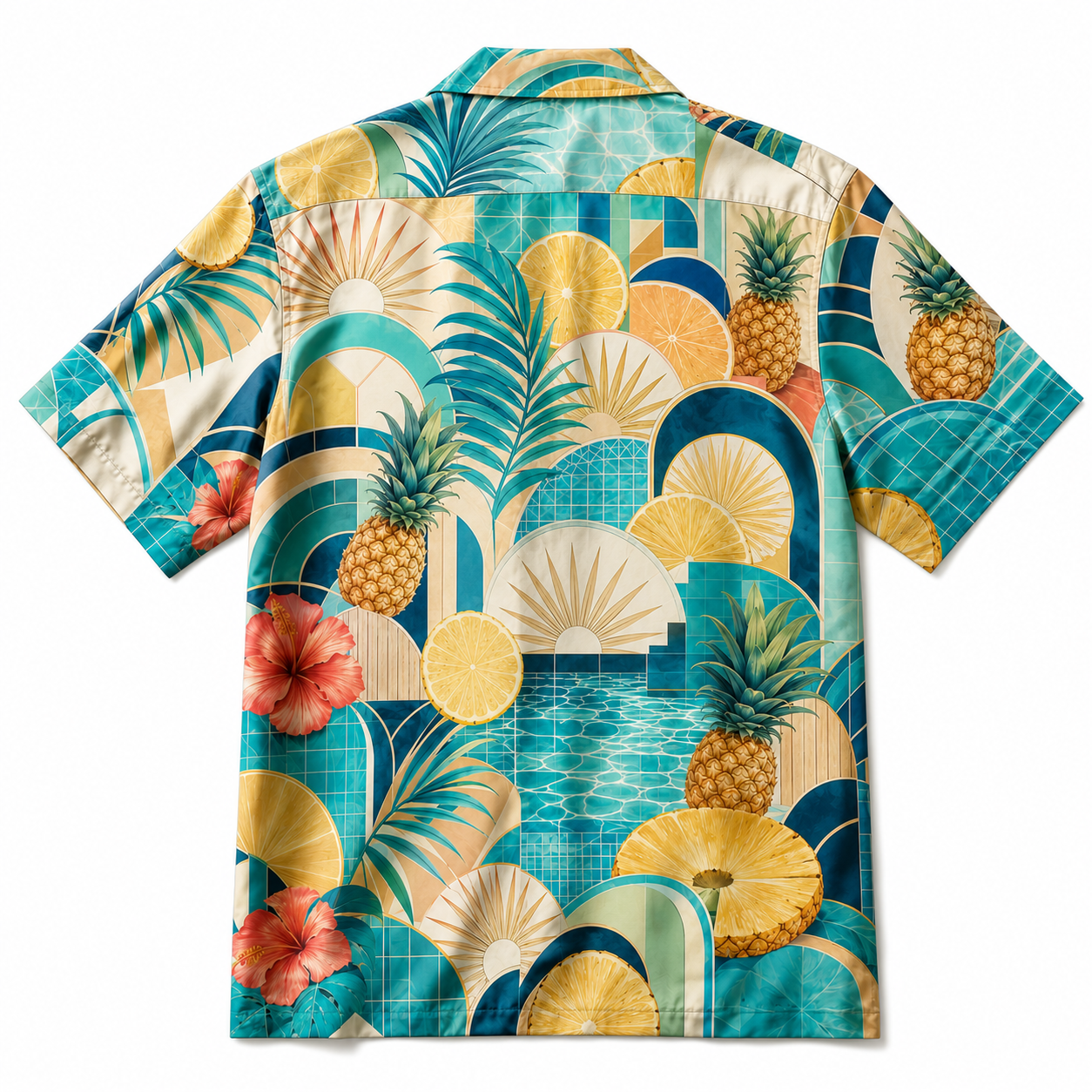 Summer Tropical Print Short Sleeve Beach Shirt -70