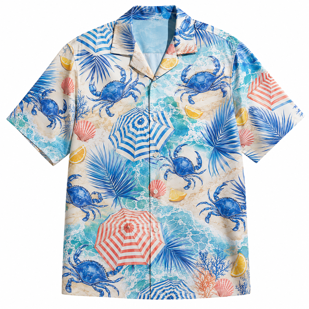 Summer Tropical Print Short Sleeve Beach Shirt -77