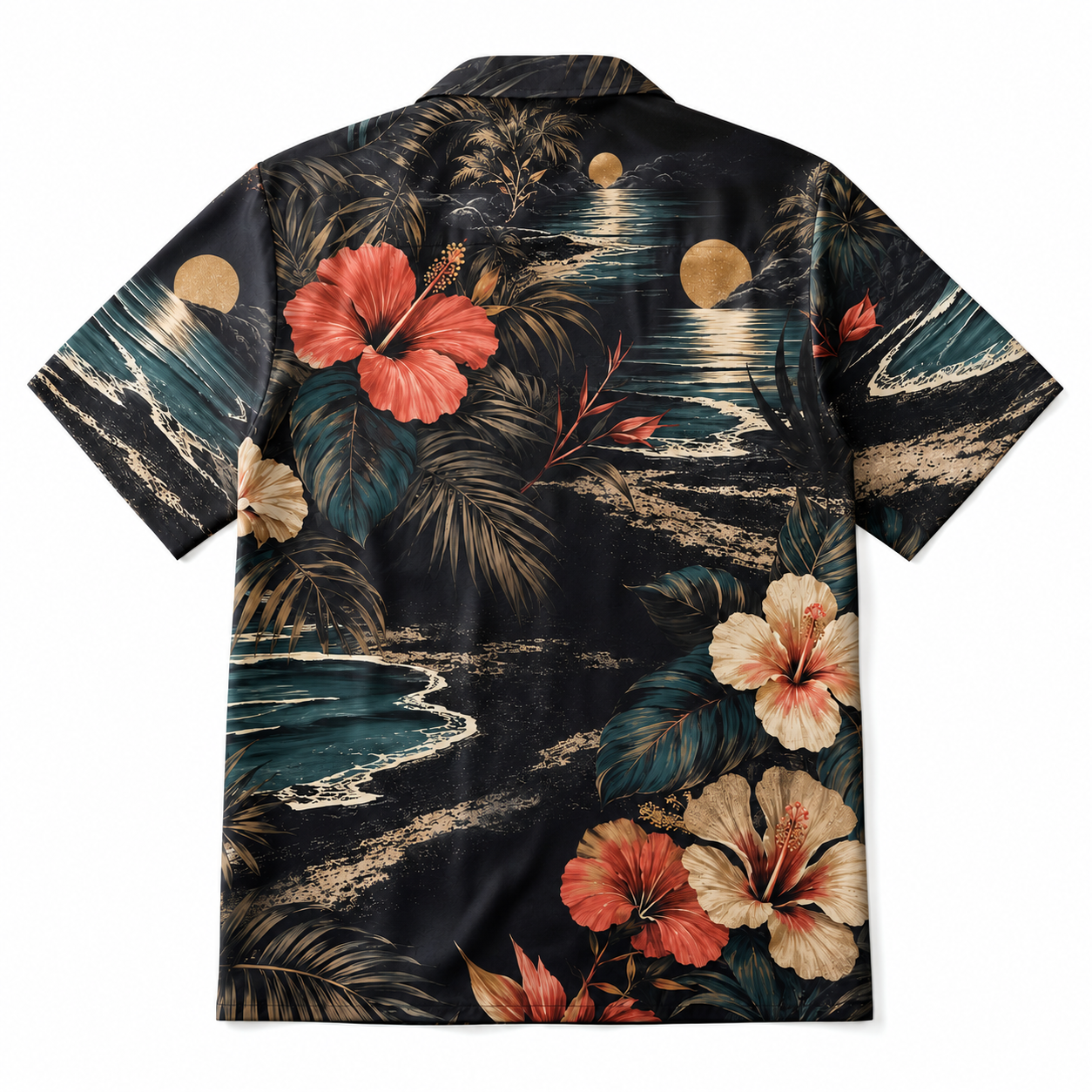 Summer Tropical Print Short Sleeve Beach Shirt -58