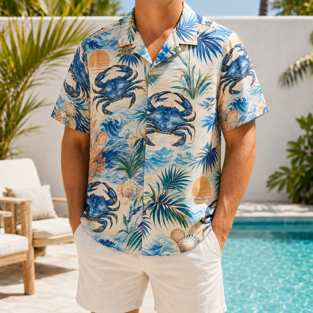 Summer Tropical Print Short Sleeve Beach Shirt -24