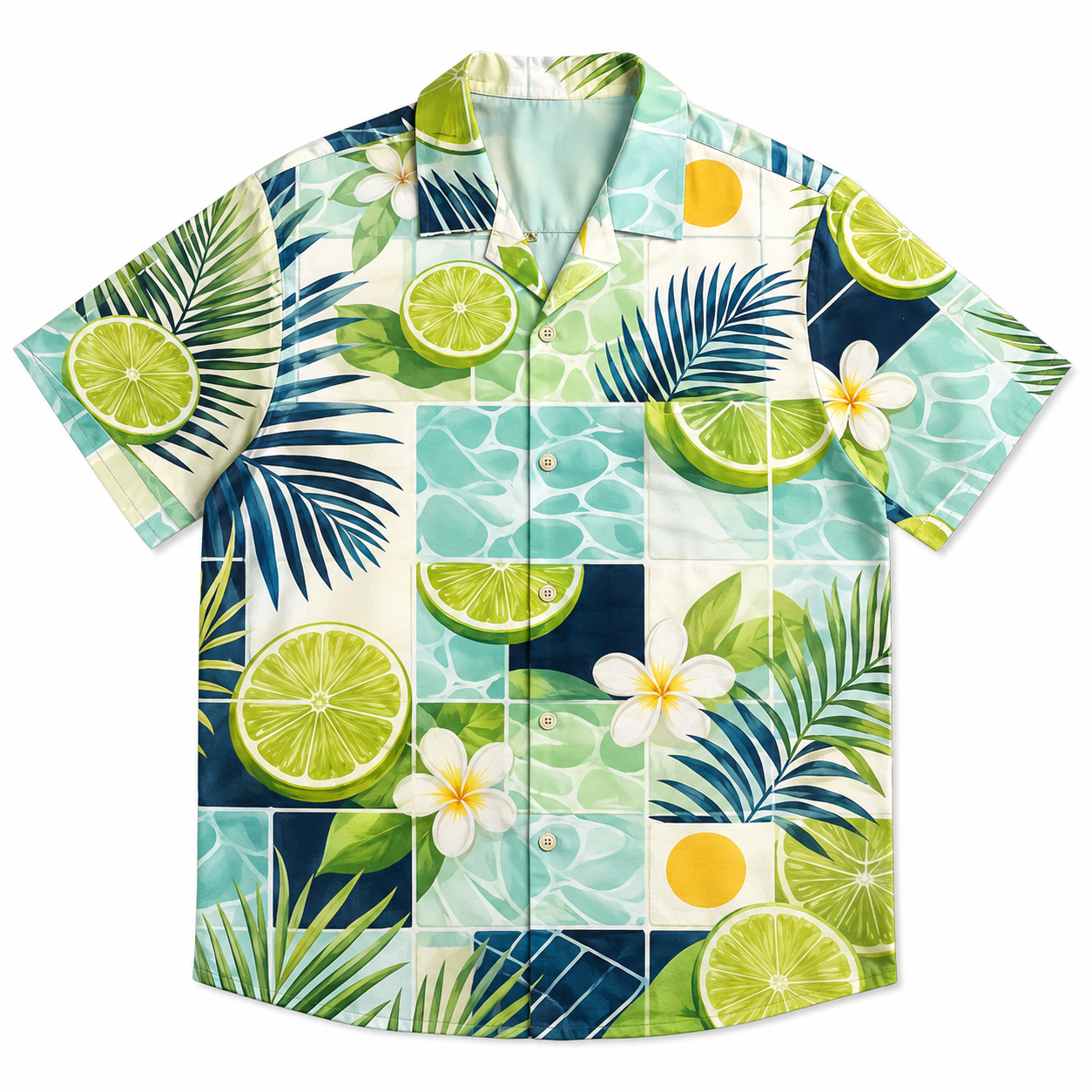 Summer Tropical Print Short Sleeve Beach Shirt -49