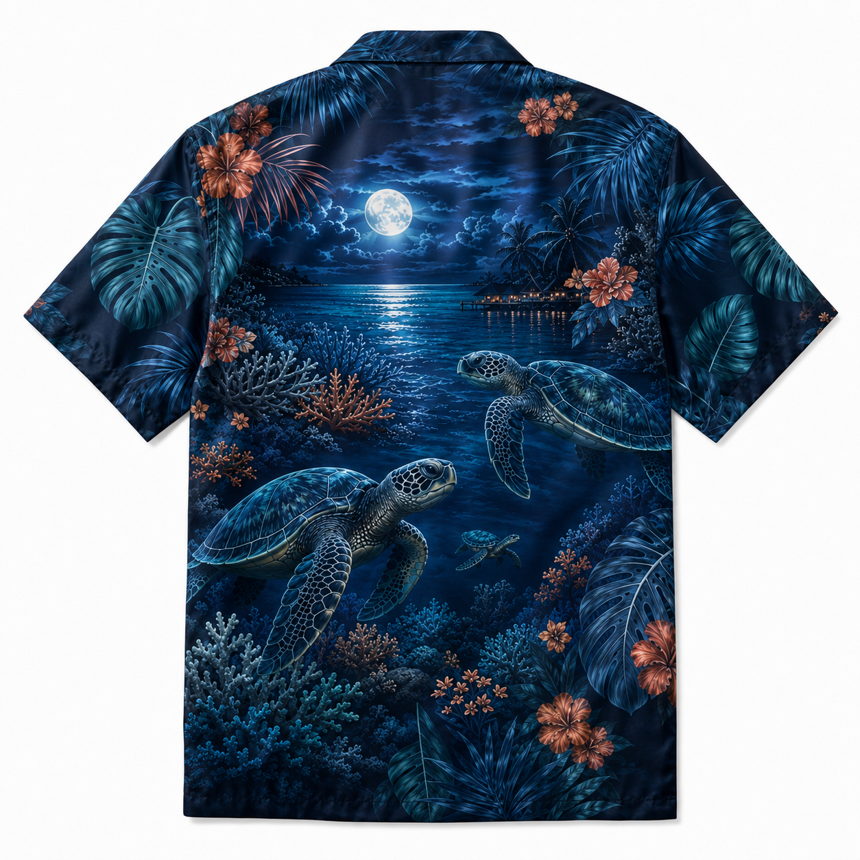 Summer Tropical Print Short Sleeve Beach Shirt -18