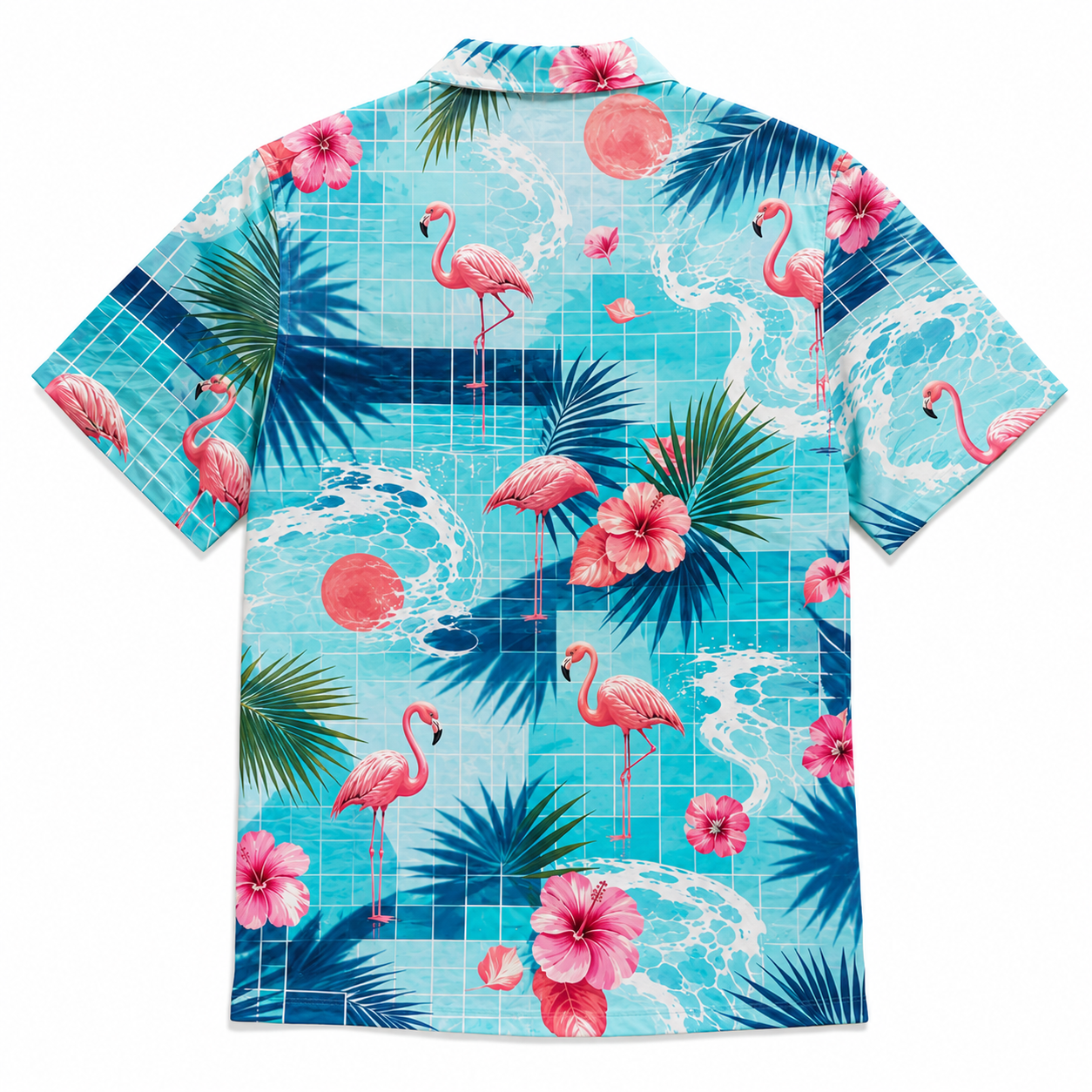 Summer Tropical Print Short Sleeve Beach Shirt -55