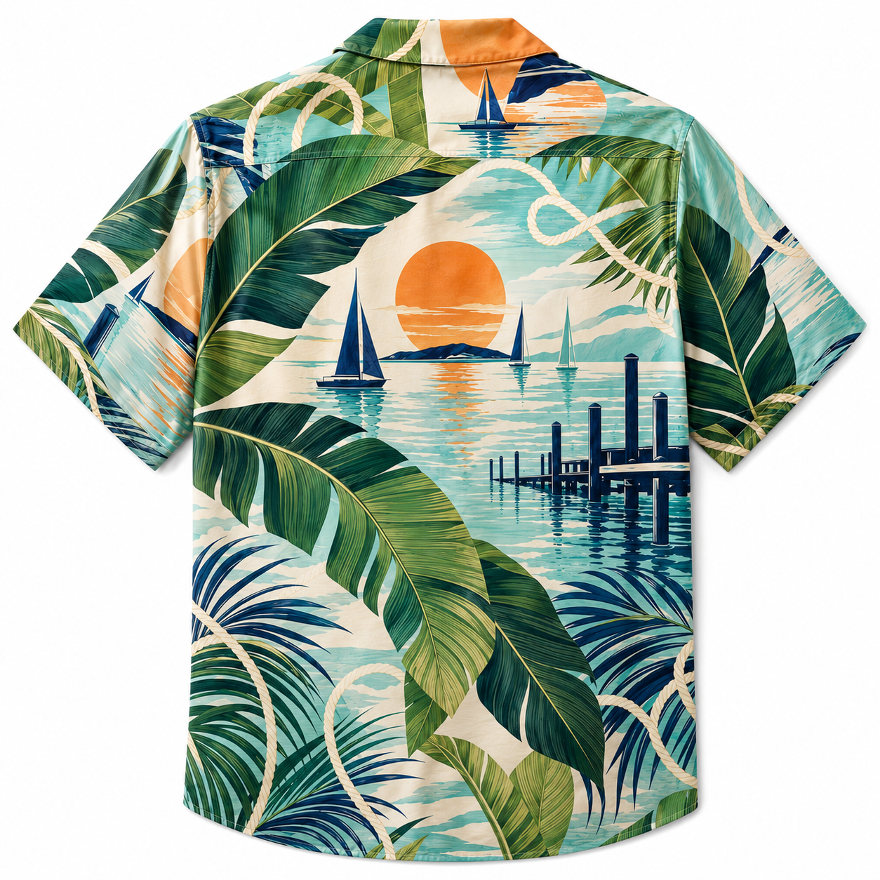Summer Tropical Print Short Sleeve Beach Shirt -68