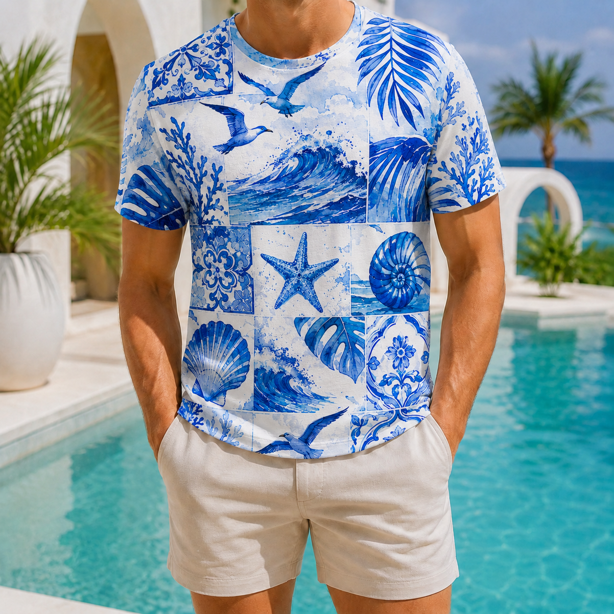 Men's Vintage Tropical Beach Resort Short Sleeve T-Shirt -10