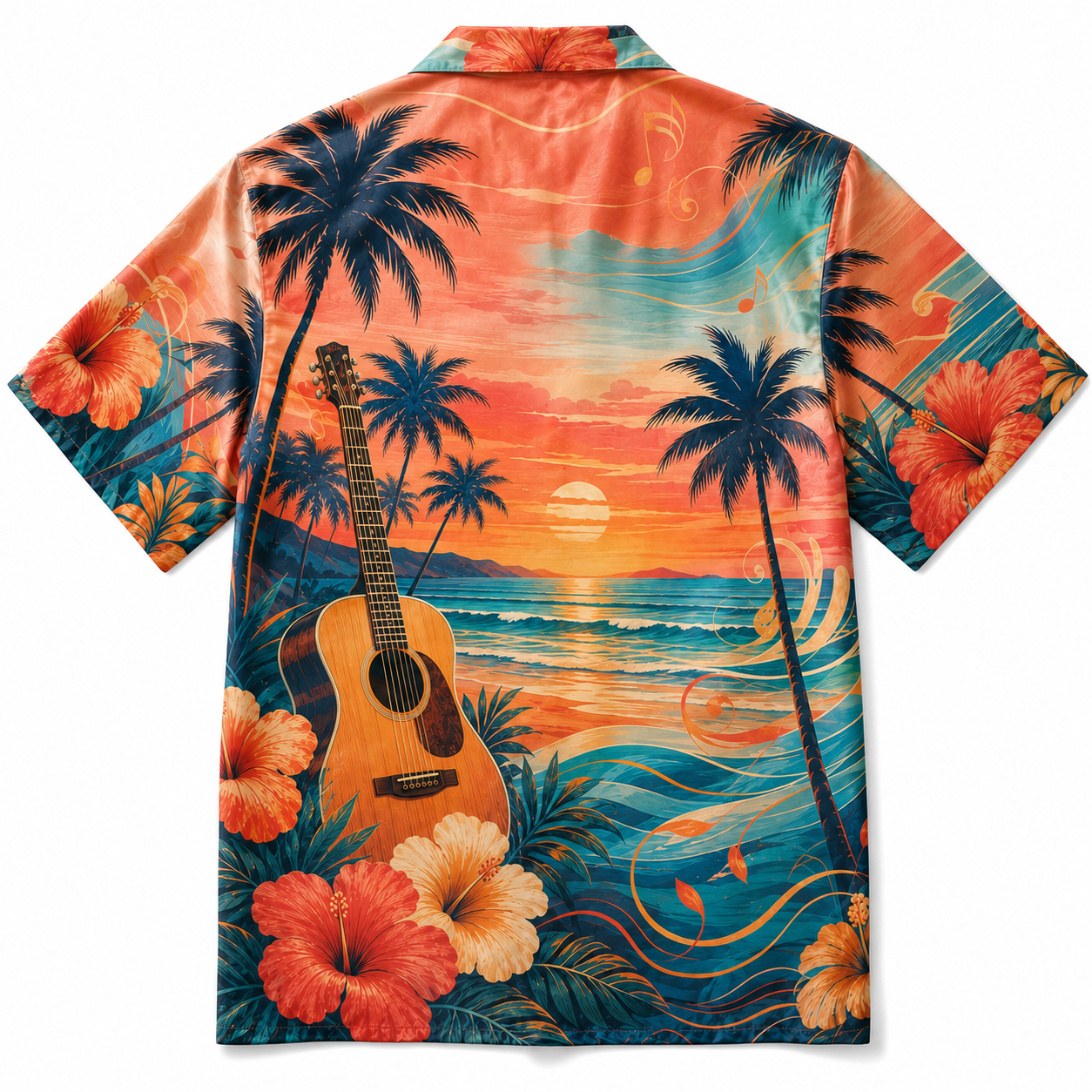 Summer Tropical Print Short Sleeve Beach Shirt -26