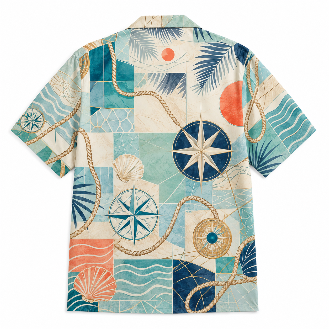 Summer Tropical Print Short Sleeve Beach Shirt -102